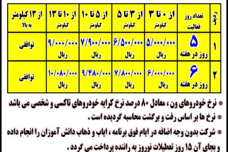 نرخنامه سرویس مدارس مسجدسلیمان اعلام شد