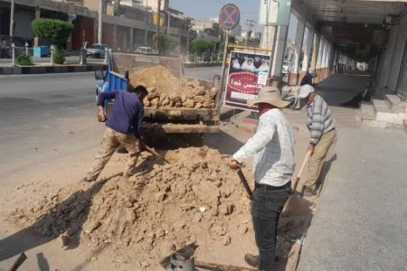 عملیات نخاله برداری سطح شهر توسط شهرداری مسجدسلیمان